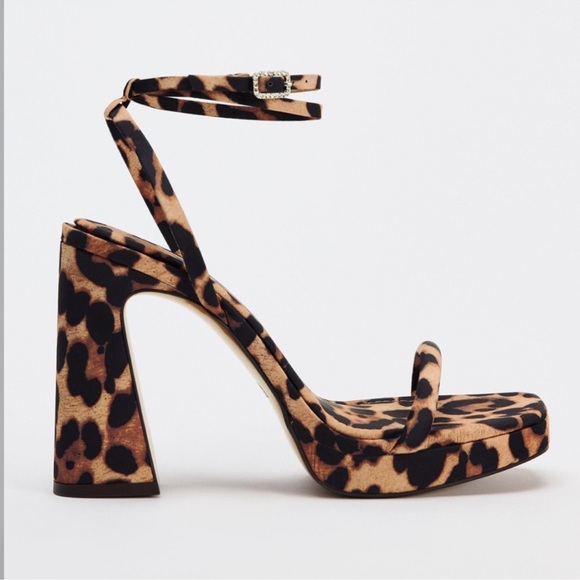 🆕 Zara Leopard Print Platform Sandals SIZE 9 - Picture 1 of 12